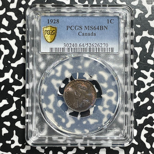 1928 Canada Small Cent PCGS MS64BN Lot#G998 Choice UNC! Beautiful Toning!