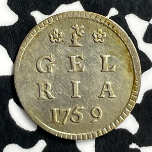 1759 Netherlands Gelderland 1 Stuiver Lot#JM9764 Silver! High Grade! KM#82