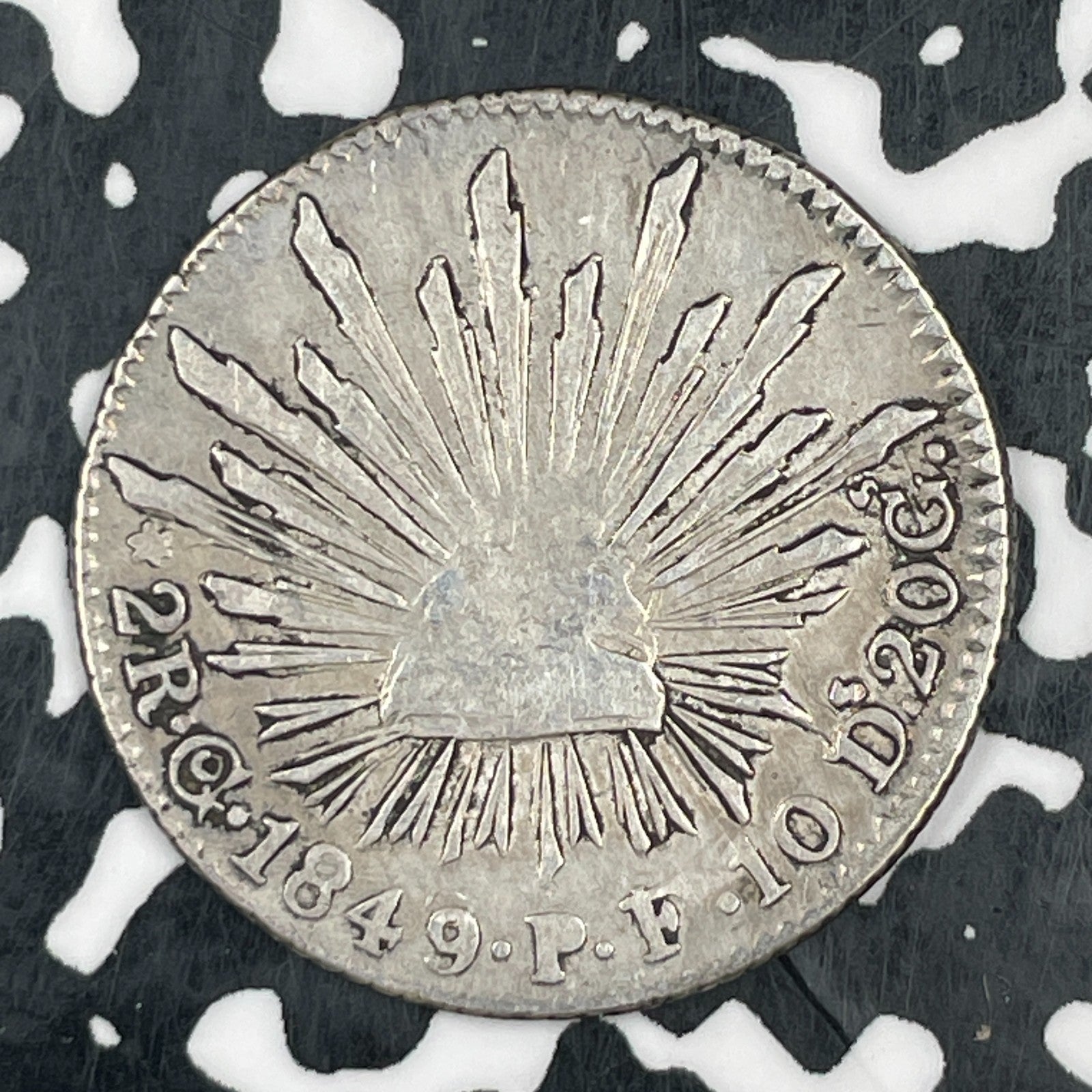 1849-Go PF Mexico 2 Reales Lot#F7536 Silver!