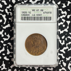 1920 Canada Large Cent ANACS MS61RB Lot#G863 Nice UNC!