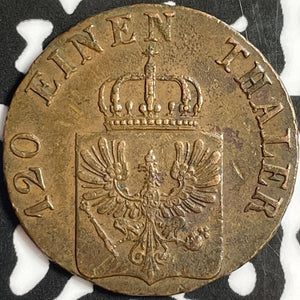 1844-D Germany Prussia 3 Pfennig Lot#D8084 Nice!