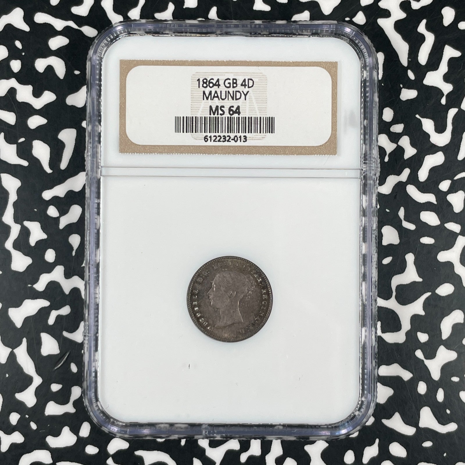 1864 Great Britain Victoria Maundy 4 Pence NGC MS64 Lot#G3394 Silver! Old Holder
