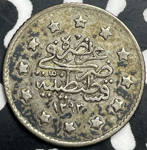 AH 1293 (1898) Turkey 1 Kurus Lot#T9822 Silver!