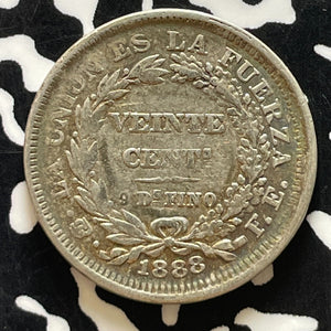1888 Bolivia 20 Centavos Lot#T5109 Silver!