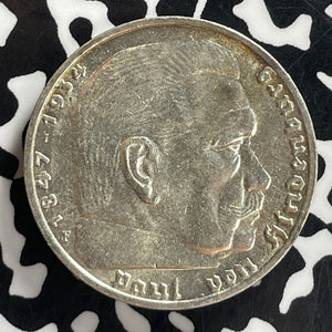 1936-F Germany 5 Mark Lot#T7751 Silver! High Grade! Beautiful! KM#86