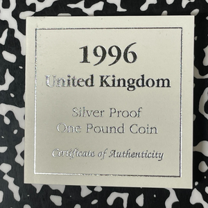 1996 Great Britain £1 Pound Lot#B2526 Silver! Proof! With Box & C.O.A.