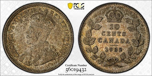 1932 Canada 10 Cents PCGS AU58 Lot#G046 Silver!
