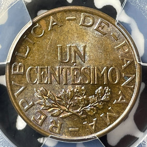 1937 Panama 1 Centesimo PCGS MS63BN Lot#G8404 Choice UNC! Beautiful Toning!