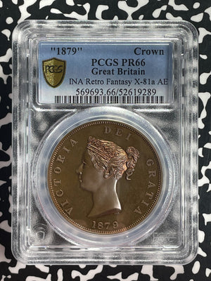 "1879" G.B. INA Retro Fantasy 1 Crown PCGS PR66 Lot#GV680 Proof! Gem BU! X#81a