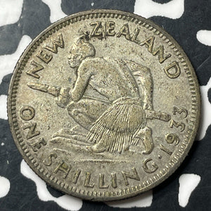 1933 New Zealand 1 Shilling Lot#E8145 Silver!