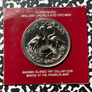 1976 Bahamas $2 Dollars Brilliant Uncirculated Lot#B1778 In Franklin Mint Flip