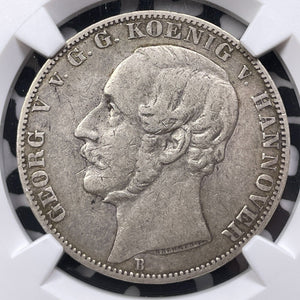 1861-B Germany Hannover 1 Thaler NGC VF30 Lot#G9073 Silver!