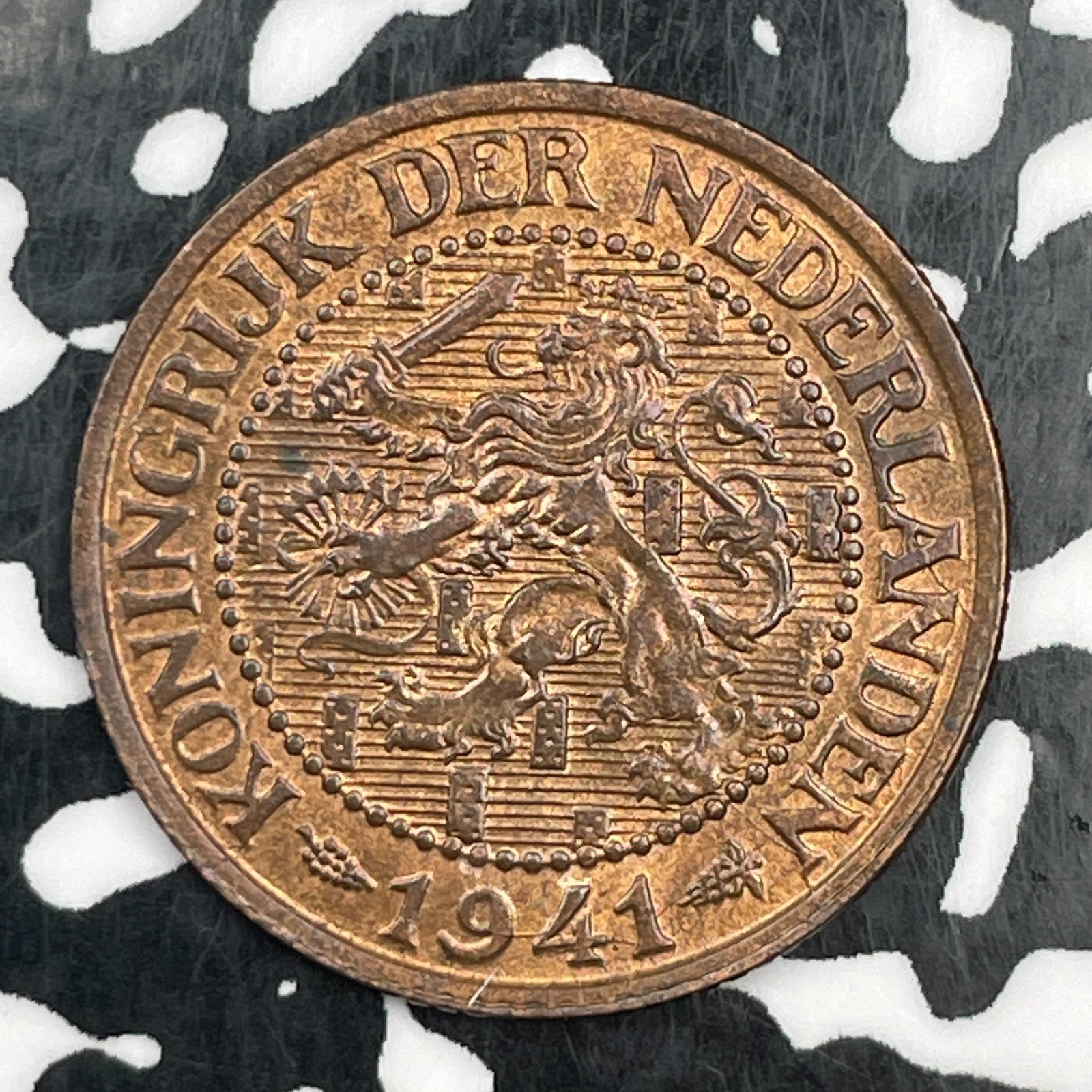 1941 Netherlands 2 1/2 Cents Lot#F9085 High Grade! Beautiful! KM#150