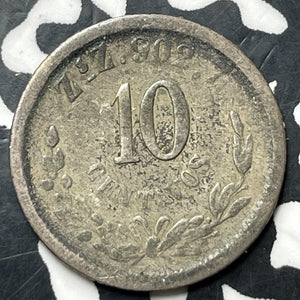 1892-Zs Z Mexico 10 Centavos Lot#E8093 Silver!