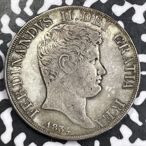 1834 Italy Naples & Sicily 120 Grana Lot#JM7285 Large Silver Coin!