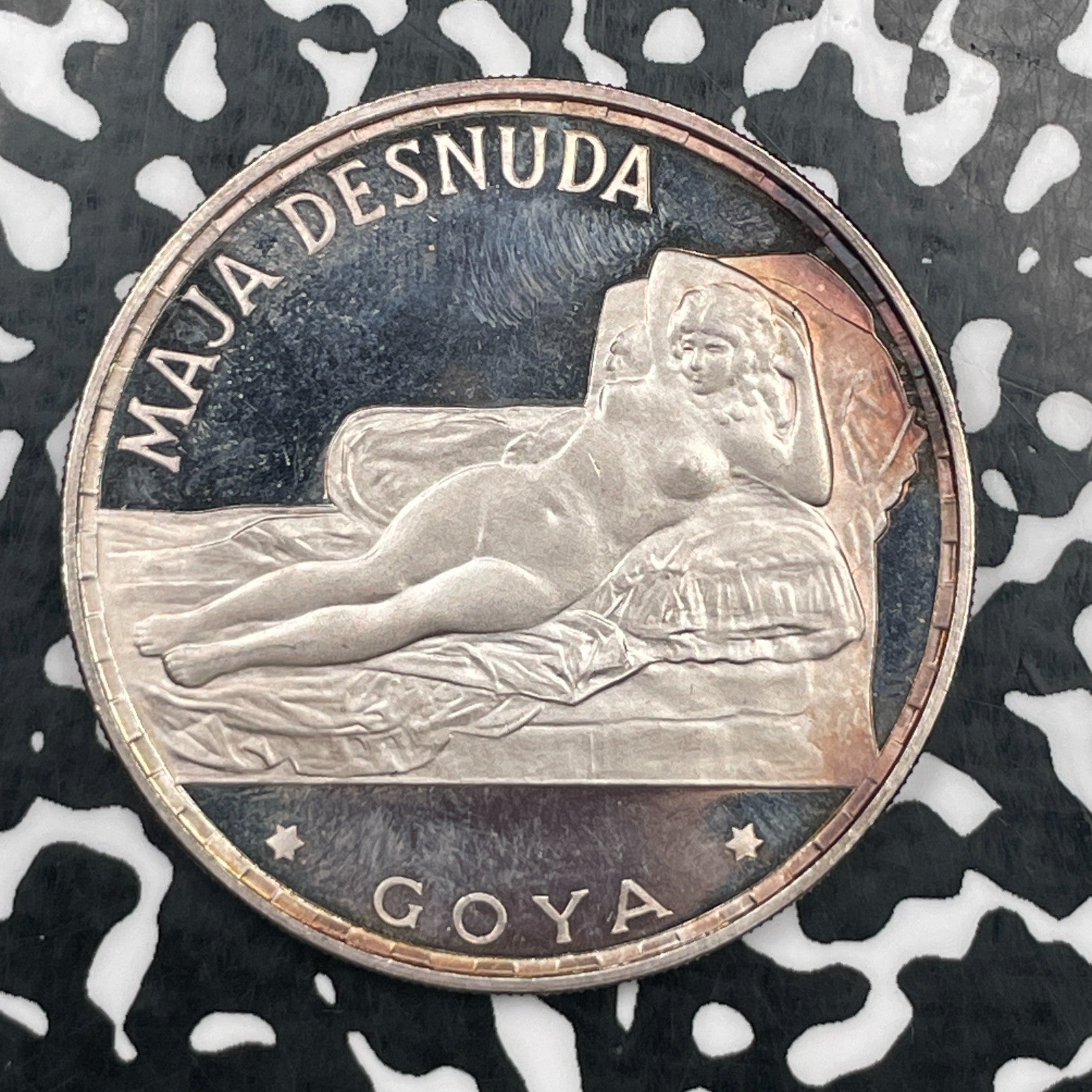 1970 Equatorial Guinea Maja Desnuda 100 Pesetas Lot#JM1817 Silver! Proof!