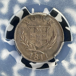 1811 G.B. Yorkshire Cattle & Barber 6 Pence Token PCGS MS62 Lot#G766 Silver!