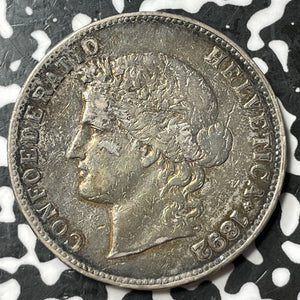 1892-B Switzerland 5 Francs Lot#JM7215 Large Silver Coin!