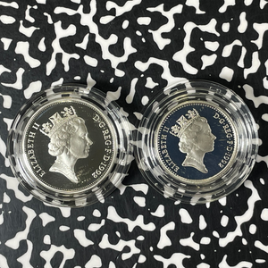 1992 Great Britain 2x 10 Pence Proof Set Lot#B2520 Silver! With Box & C.O.A.