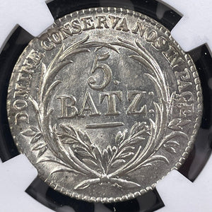 1815 Switzerland Lucerne 5 Batzen NGC MS63 Lot#G9106 Silver! Choice UNC!