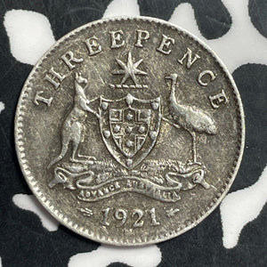 1921-M Australia 3 Pence Threepence Lot#T1532 Silver!