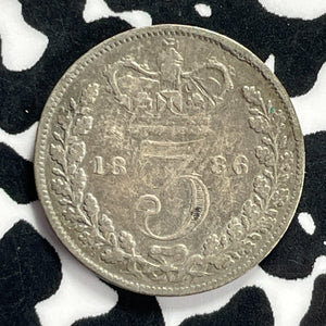 1886 Great Britain 3 Pence Threepence Lot#T9435 Silver!