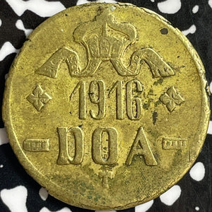 1916-T German East Africa 20 Heller Lot#D9065 Brass