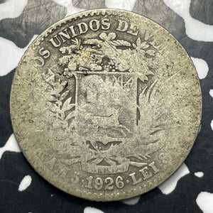 1926 Venezuela 1 Bolivar Lot#E8330 Silver!