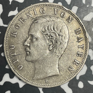 1900-D Germany Bavaria 5 Mark Lot#JM9150 Large Silver!