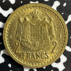 (1945) Monaco 2 Francs Lot#E3284 High Grade! Beautiful!