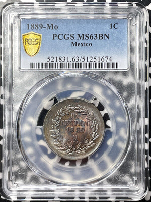 1889-Mo Mexico 1 Centavo PCGS MS63BN Lot#G9331 Choice UNC!