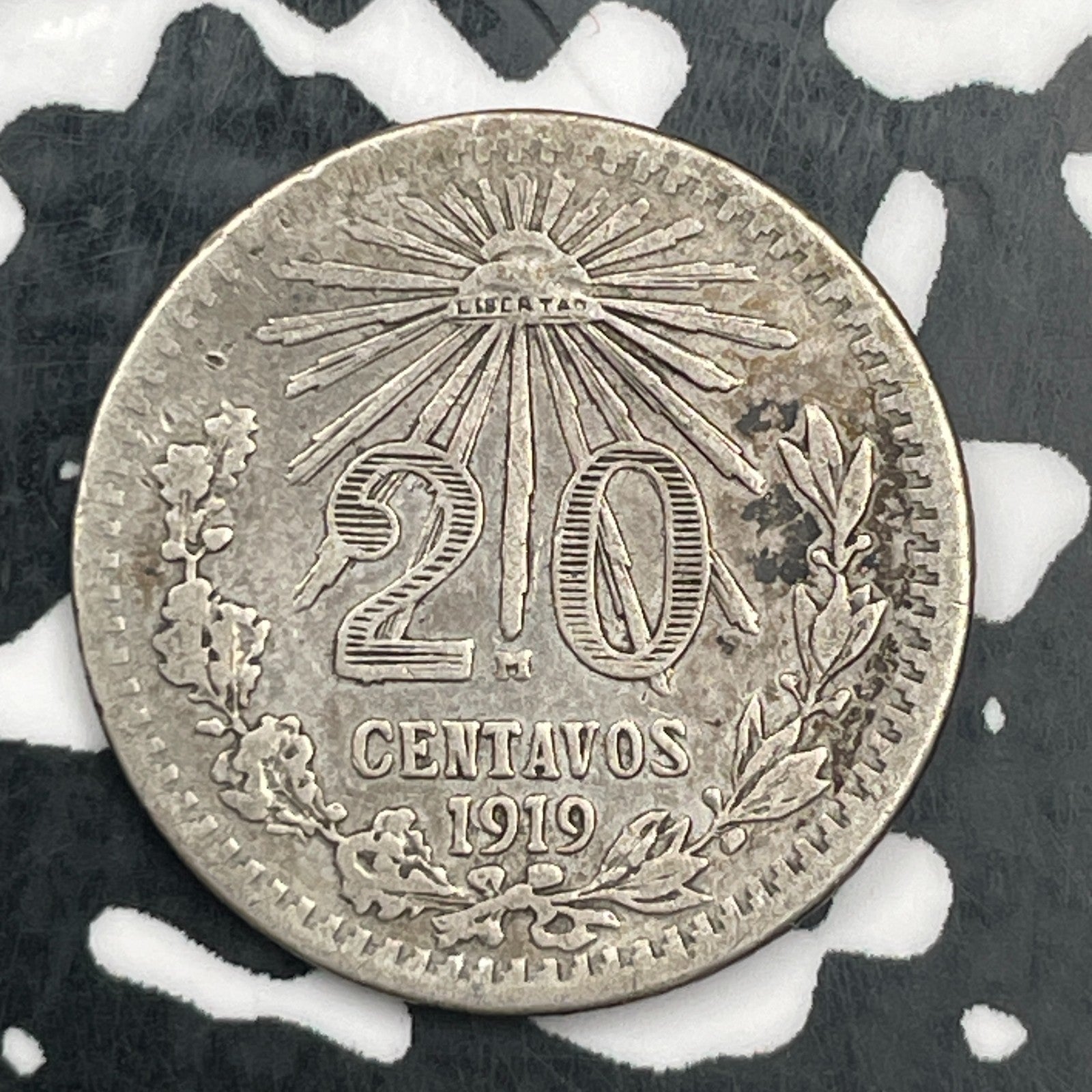 1919-M Mexico 20 Centavos Lot#F9698 Silver!