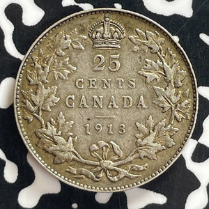 1913 Canada 25 Cents Lot#T7686 Silver! Nice!