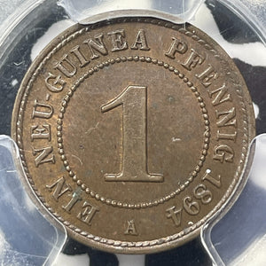 1894-A German New Guinea 1 Pfennig PCGS MS63BN Lot#MK123 Choice UNC!