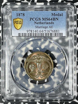 1878 Netherlands Prince Henry & Elisabeth Marriage Medal PCGS MS64BN Lot#G081