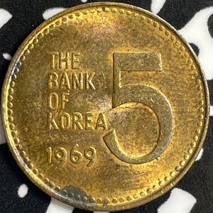 1969 Korea 5 Won Lot#D9034 High Grade! Beautiful!