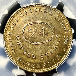 (1843) G.B. Liverpool Promoli & Hausburg Farthing Token PCGS MS64RB Lot#G9847