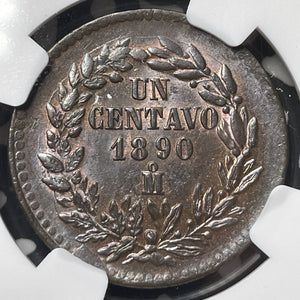 1890-Mo Mexico 1 Centavo NGC MS63BN Lot#G9040 Choice UNC!