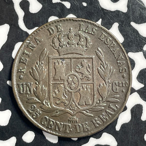 1862 Spain 25 Centimos Lot#C0547