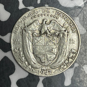 1947 Panama 1/10 Balboa Lot#T6362 Silver!