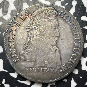 1838-PTS LM Bolivia 8 Soles Lot#JM8601 Large Silver! Nice!