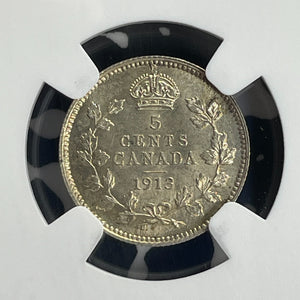 1913 Canada 5 Cents NGC MS63 Lot#G851 Silver! Choice UNC!