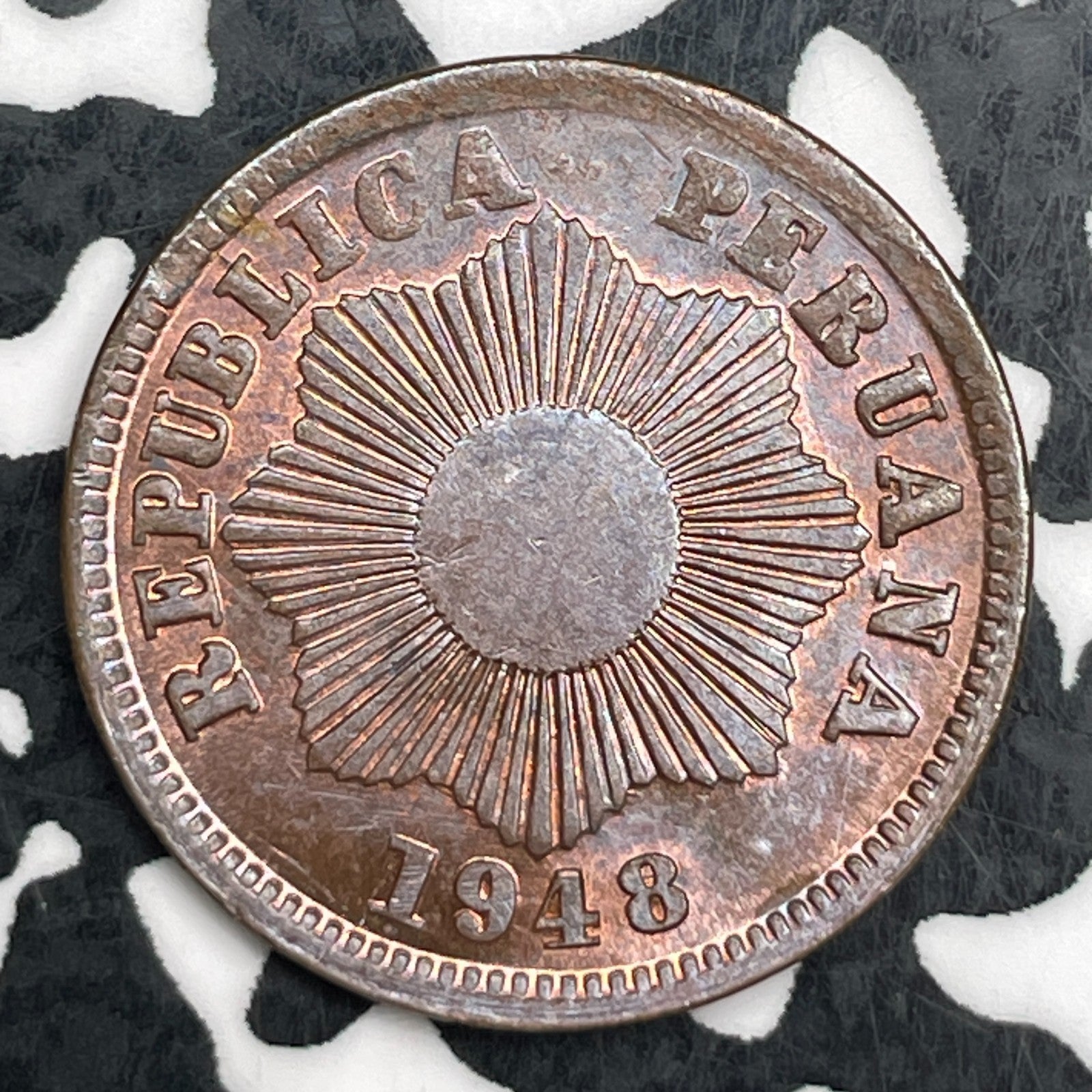 1948 Peru 1 Centavo Lot#F5519 High Grade! Beautiful!