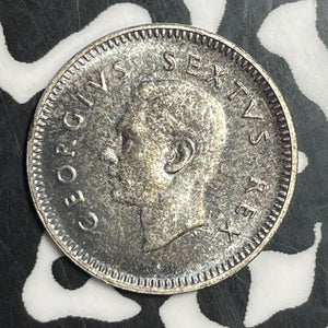1952 South Africa 3 Pence Threepence Lot#T2705 Silver! High Grade! Beautiful!