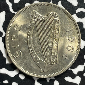 1964 Ireland 1/2 Crown Half Crown Lot#C0626 High Grade! Beautiful!