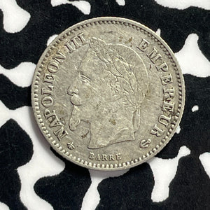 1867-A France 20 Centimes Lot#T9525 Silver!