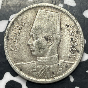 (1942) Egypt 2 Piastres Lot#E8331 Silver!