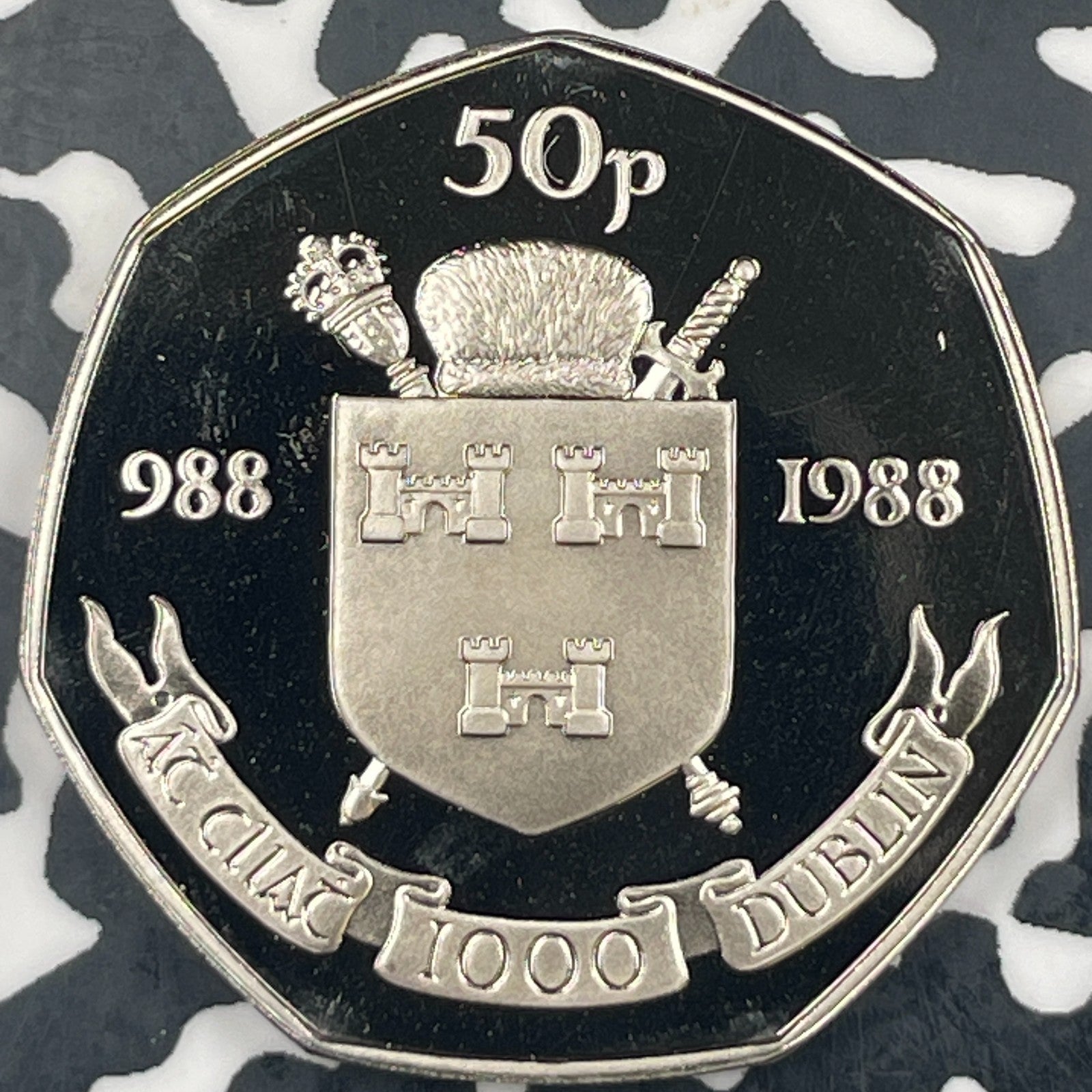 1988 Ireland Dublin Millennium 50 Pence Lot#N3717 Proof!