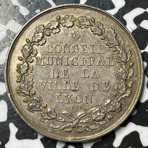 1858 France Lyon Municipal Council Jeton Lot#JM6846 Silver! 35mm