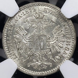 1872 Austria 10 Kreuzer NGC MS63 Lot#G7071 Choice UNC!